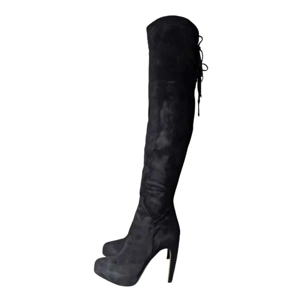 SAM EDELMAN Kayla Black Suede Over The Knee Boot Size 8M